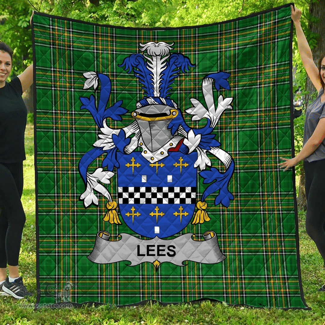 Scottish Lees Or Mcaleese Irish Coat of Arms Family Crest Quilt Irish National Tartan Irish County Quilts