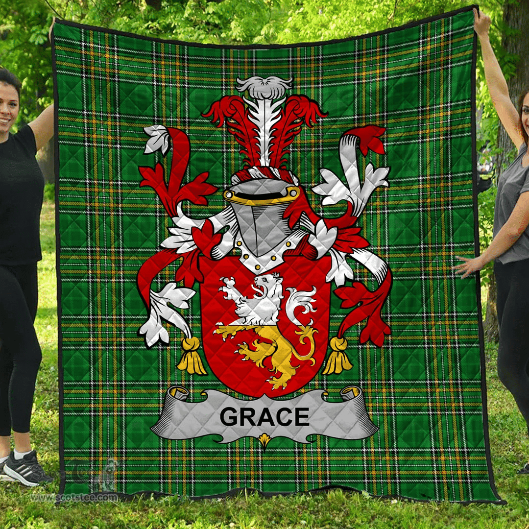 Scottish Grace Irish Coat of Arms Family Crest Quilt Irish National Tartan Irish County Quilts