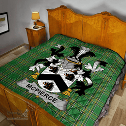 Scottish Mcpierce Or Pierce Irish Coat of Arms Family Crest Quilt Irish National Tartan Irish County Quilts