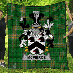 Scottish Mcpierce Or Pierce Irish Coat of Arms Family Crest Quilt Irish National Tartan Irish County Quilts