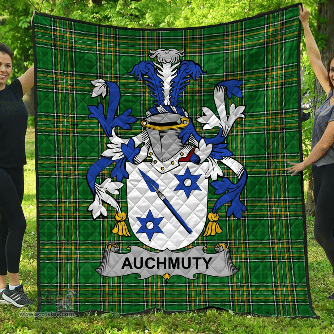 Scottish Auchmuty Irish Coat of Arms Family Crest Quilt Irish National Tartan Irish County Quilts