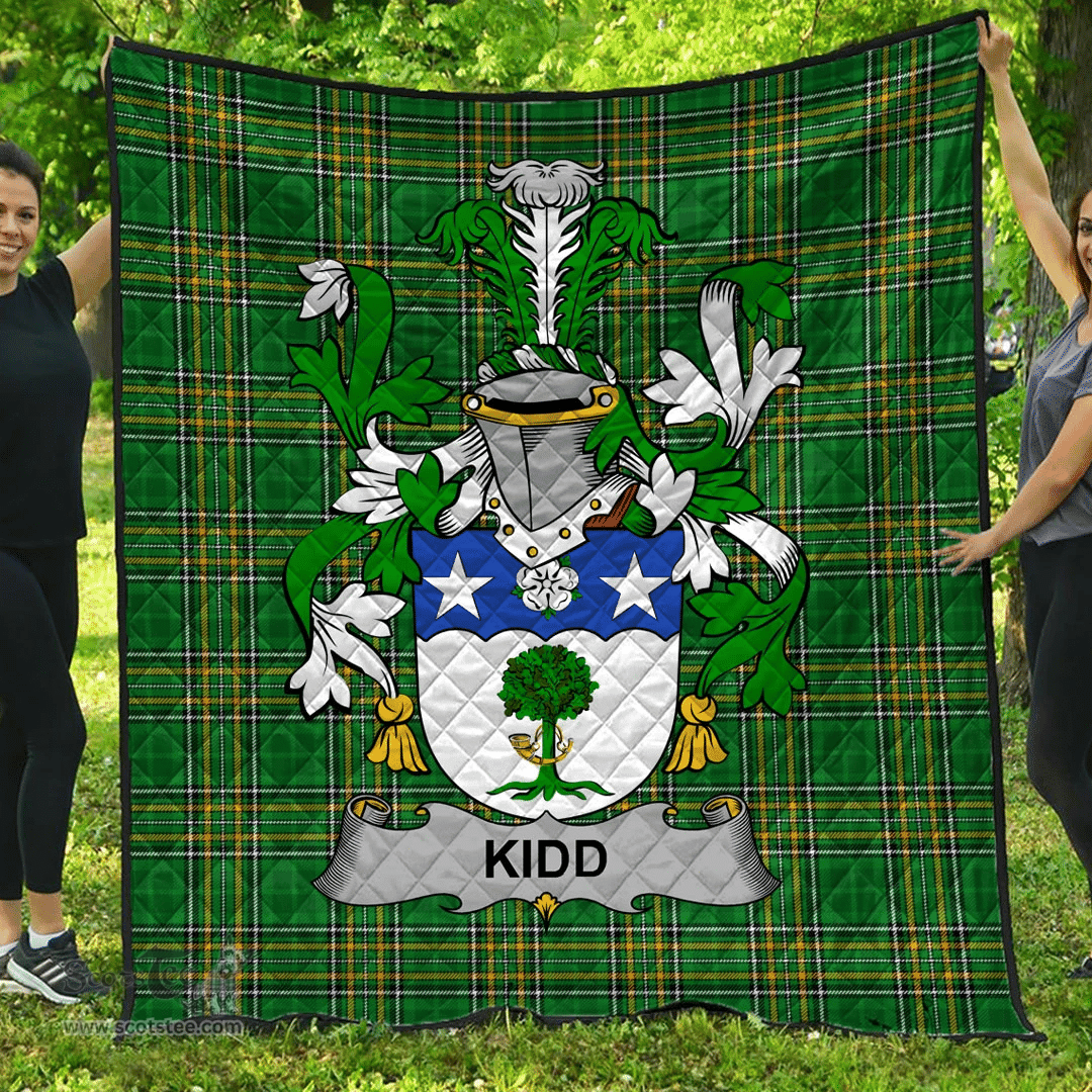 Scottish Kidd Irish Coat of Arms Family Crest Quilt Irish National Tartan Irish County Quilts