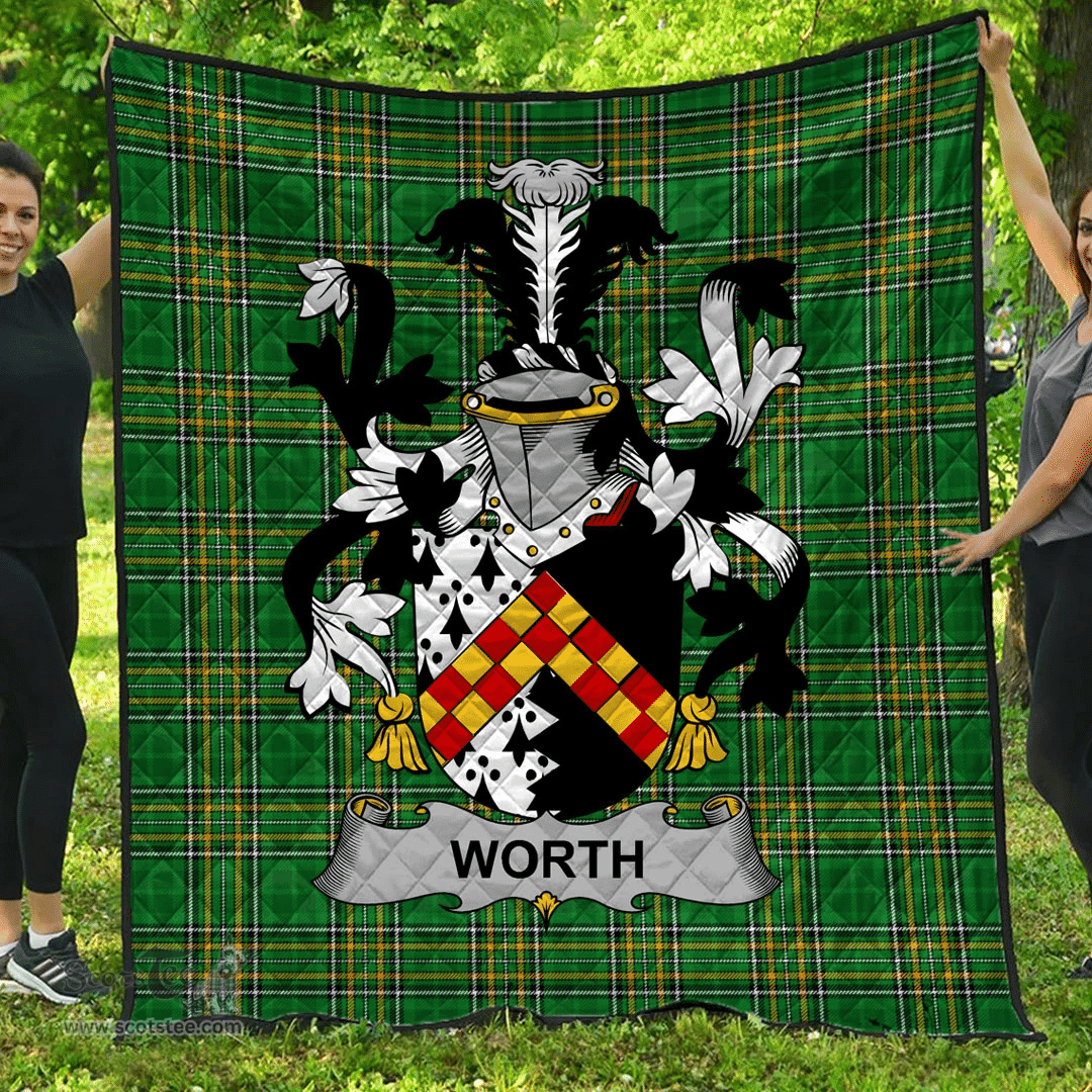 Scottish Worth Or Mcworth Irish Coat of Arms Family Crest Quilt Irish National Tartan Irish County Quilts