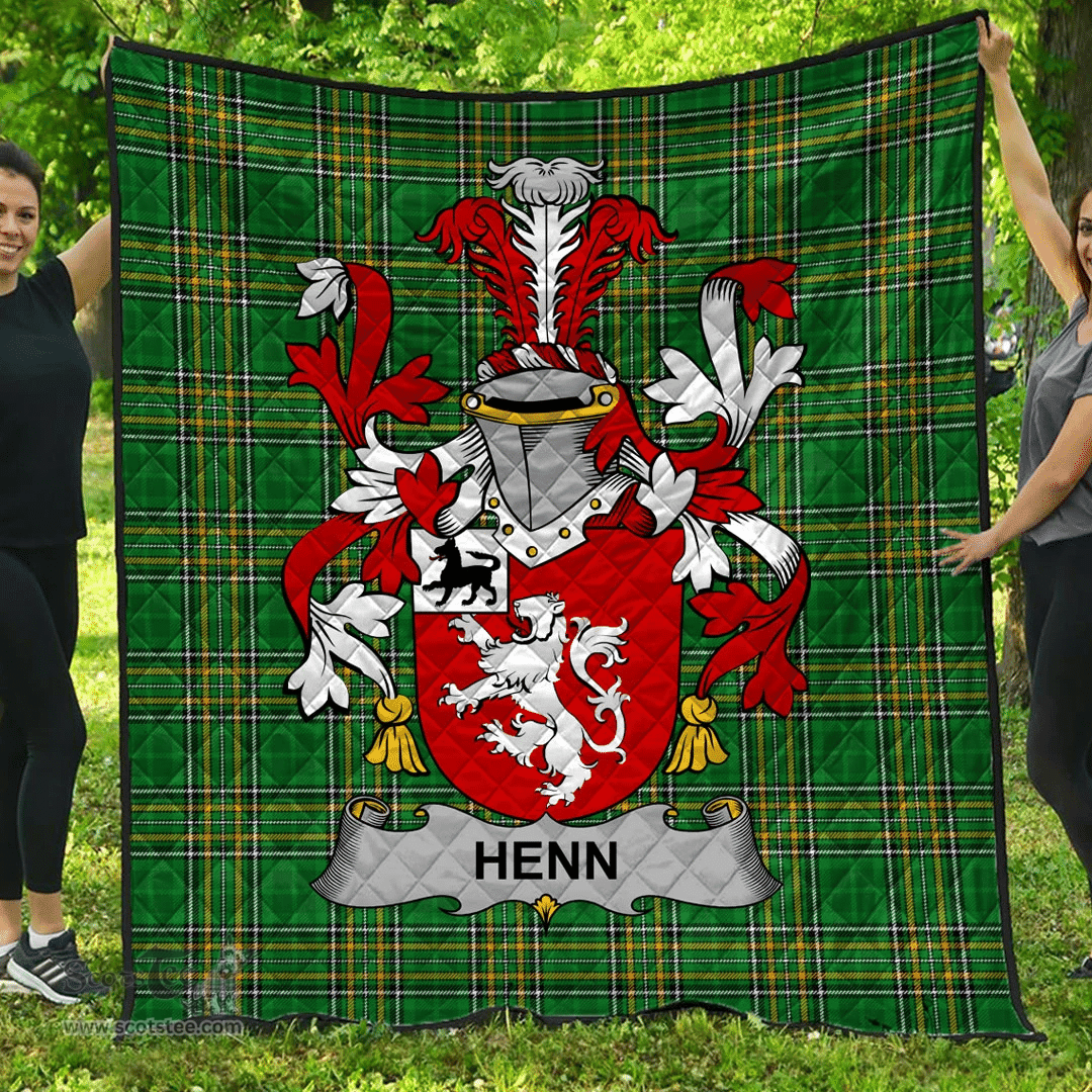 Scottish Henn Irish Coat of Arms Family Crest Quilt Irish National Tartan Irish County Quilts