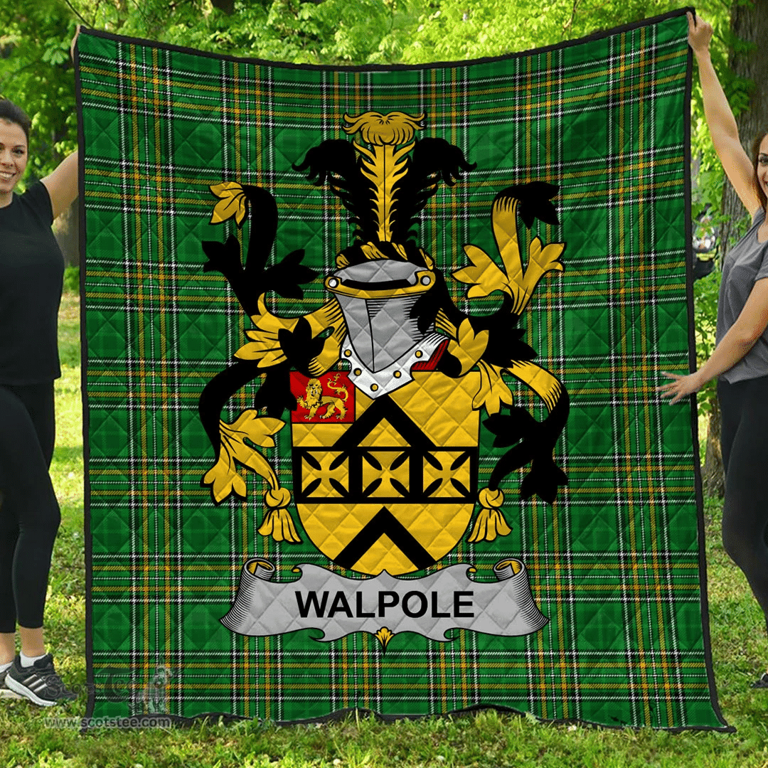 Scottish Walpole Irish Coat of Arms Family Crest Quilt Irish National Tartan Irish County Quilts