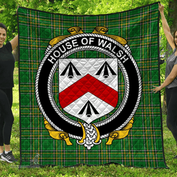 Scottish House Of Walsh Irish Coat of Arms Family Crest Quilt Irish National Tartan Irish County Quilts