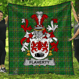Scottish Flaherty Or O'Flaherty Irish Coat of Arms Family Crest Quilt Irish National Tartan Irish County Quilts