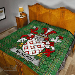 Scottish Bracken Or O'Bracken Irish Coat of Arms Family Crest Quilt Irish National Tartan Irish County Quilts