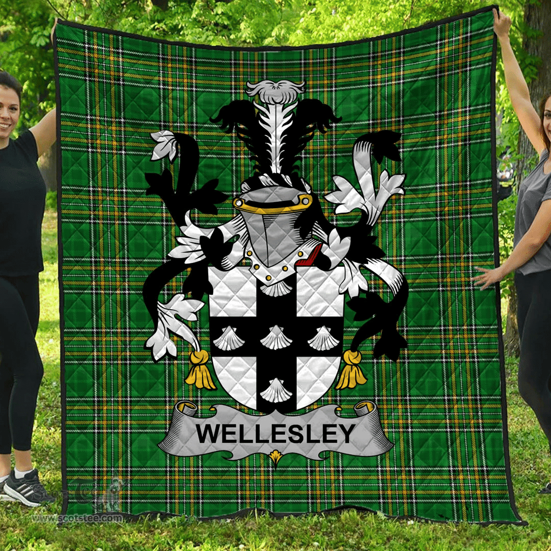 Scottish Wellesley Irish Coat of Arms Family Crest Quilt Irish National Tartan Irish County Quilts