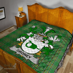 Scottish Droney Or O'Droney Irish Coat of Arms Family Crest Quilt Irish National Tartan Irish County Quilts
