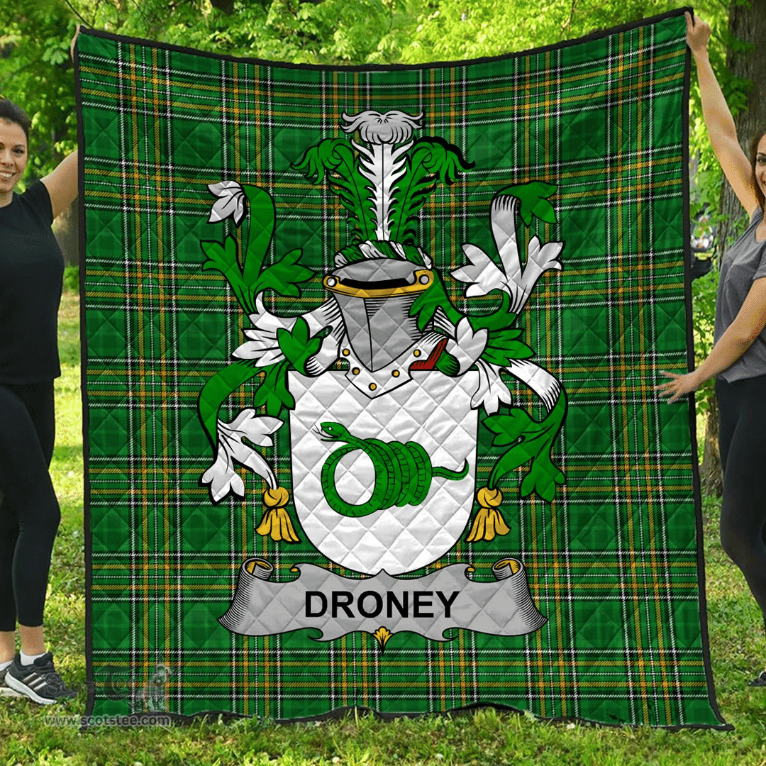 Scottish Droney Or O'Droney Irish Coat of Arms Family Crest Quilt Irish National Tartan Irish County Quilts