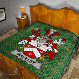Scottish Wakeley Irish Coat of Arms Family Crest Quilt Irish National Tartan Irish County Quilts