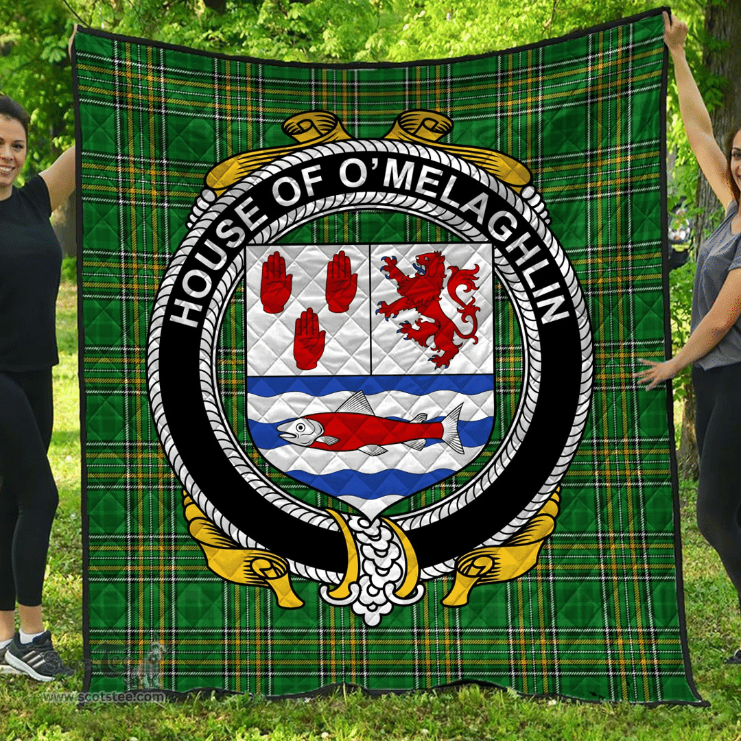 Scottish House Of O'Melaghlin Irish Coat of Arms Family Crest Quilt Irish National Tartan Irish County Quilts
