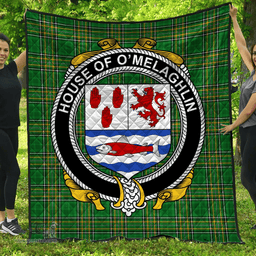 Scottish House Of O'Melaghlin Irish Coat of Arms Family Crest Quilt Irish National Tartan Irish County Quilts