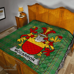 Scottish Mccarron Irish Coat of Arms Family Crest Quilt Irish National Tartan Irish County Quilts