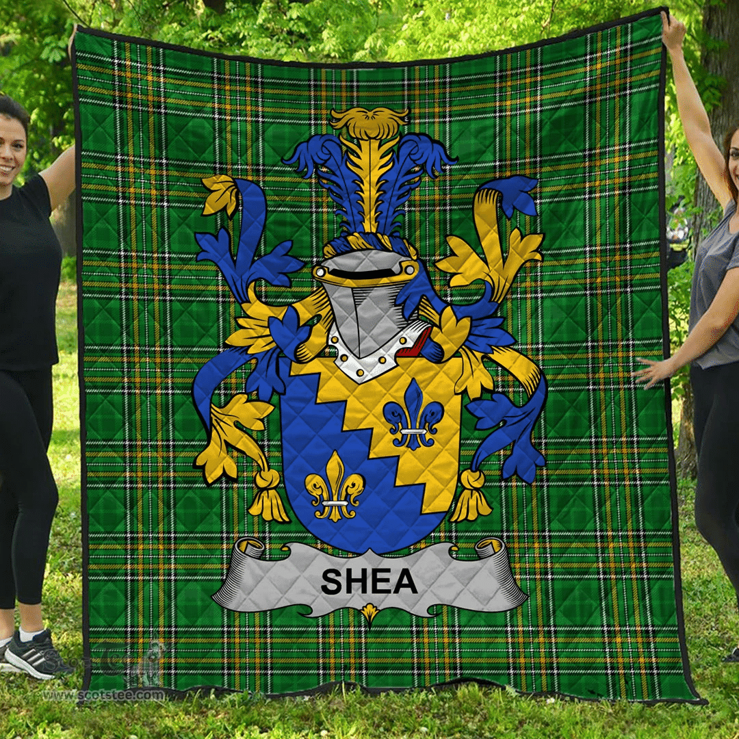 Scottish Shea Or O'Shee Irish Coat of Arms Family Crest Quilt Irish National Tartan Irish County Quilts
