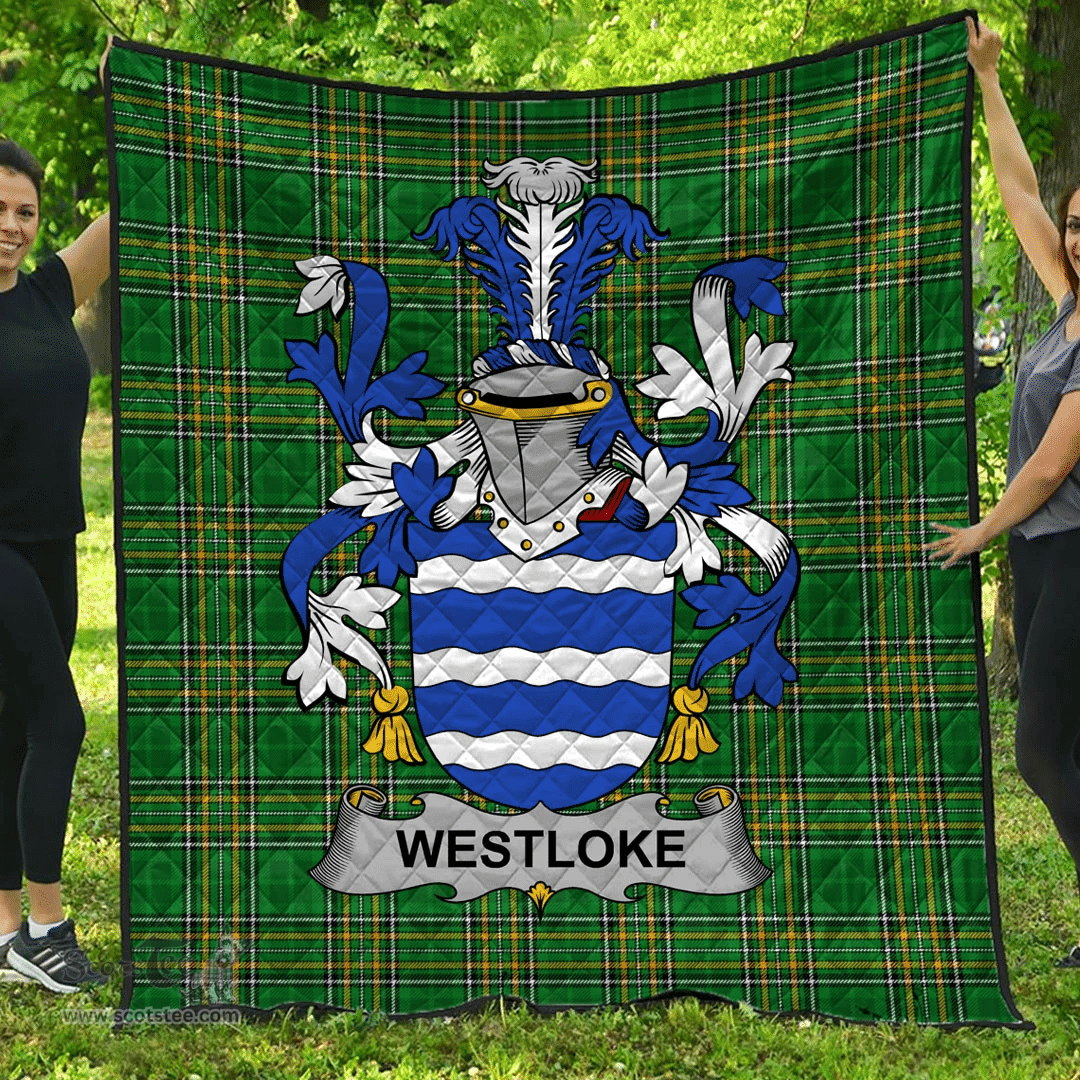 Scottish Westloke Or Westlock Irish Coat of Arms Family Crest Quilt Irish National Tartan Irish County Quilts