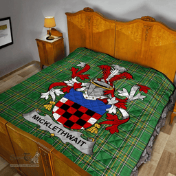 Scottish Micklethwait Irish Coat of Arms Family Crest Quilt Irish National Tartan Irish County Quilts