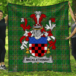 Scottish Micklethwait Irish Coat of Arms Family Crest Quilt Irish National Tartan Irish County Quilts
