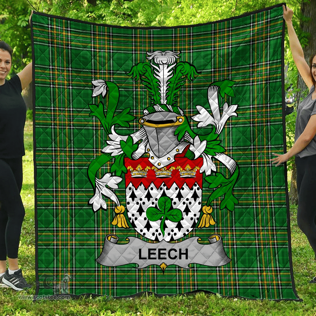 Scottish Leech Irish Coat of Arms Family Crest Quilt Irish National Tartan Irish County Quilts