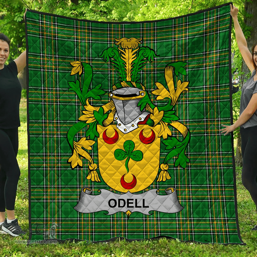 Scottish Odell Irish Coat of Arms Family Crest Quilt Irish National Tartan Irish County Quilts