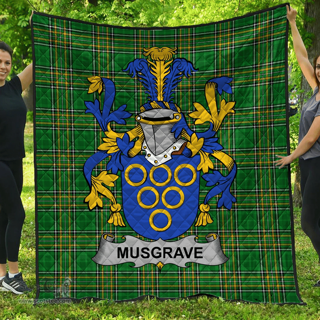 Scottish Musgrave Irish Coat of Arms Family Crest Quilt Irish National Tartan Irish County Quilts