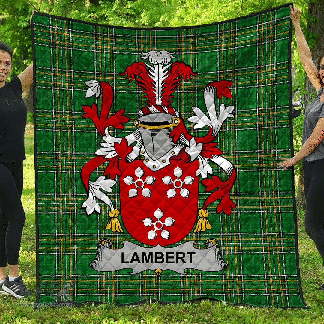 Scottish Lambert Irish Coat of Arms Family Crest Quilt Irish National Tartan Irish County Quilts