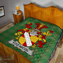 Scottish Fitz-Nicol Irish Coat of Arms Family Crest Quilt Irish National Tartan Irish County Quilts