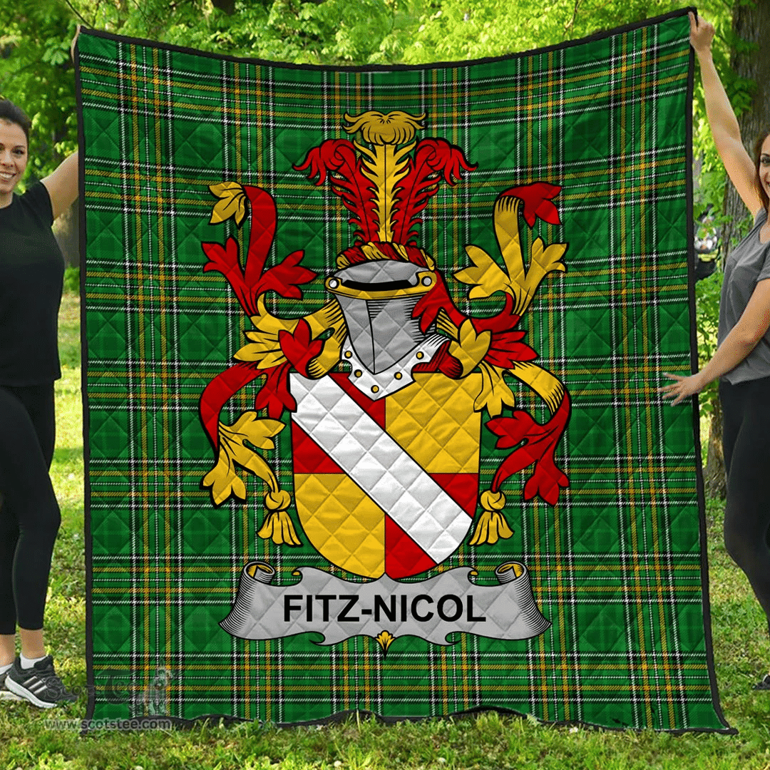 Scottish Fitz-Nicol Irish Coat of Arms Family Crest Quilt Irish National Tartan Irish County Quilts