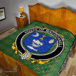 Scottish House Of Macdonnell (Clare And Connacht) Irish Coat of Arms Family Crest Quilt Irish National Tartan Irish County Quilts