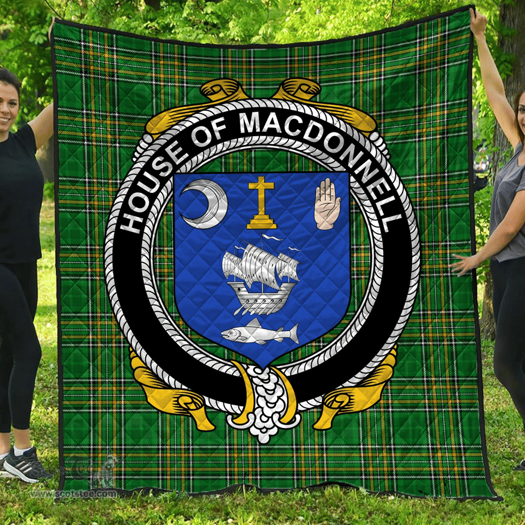 Scottish House Of Macdonnell (Clare And Connacht) Irish Coat of Arms Family Crest Quilt Irish National Tartan Irish County Quilts