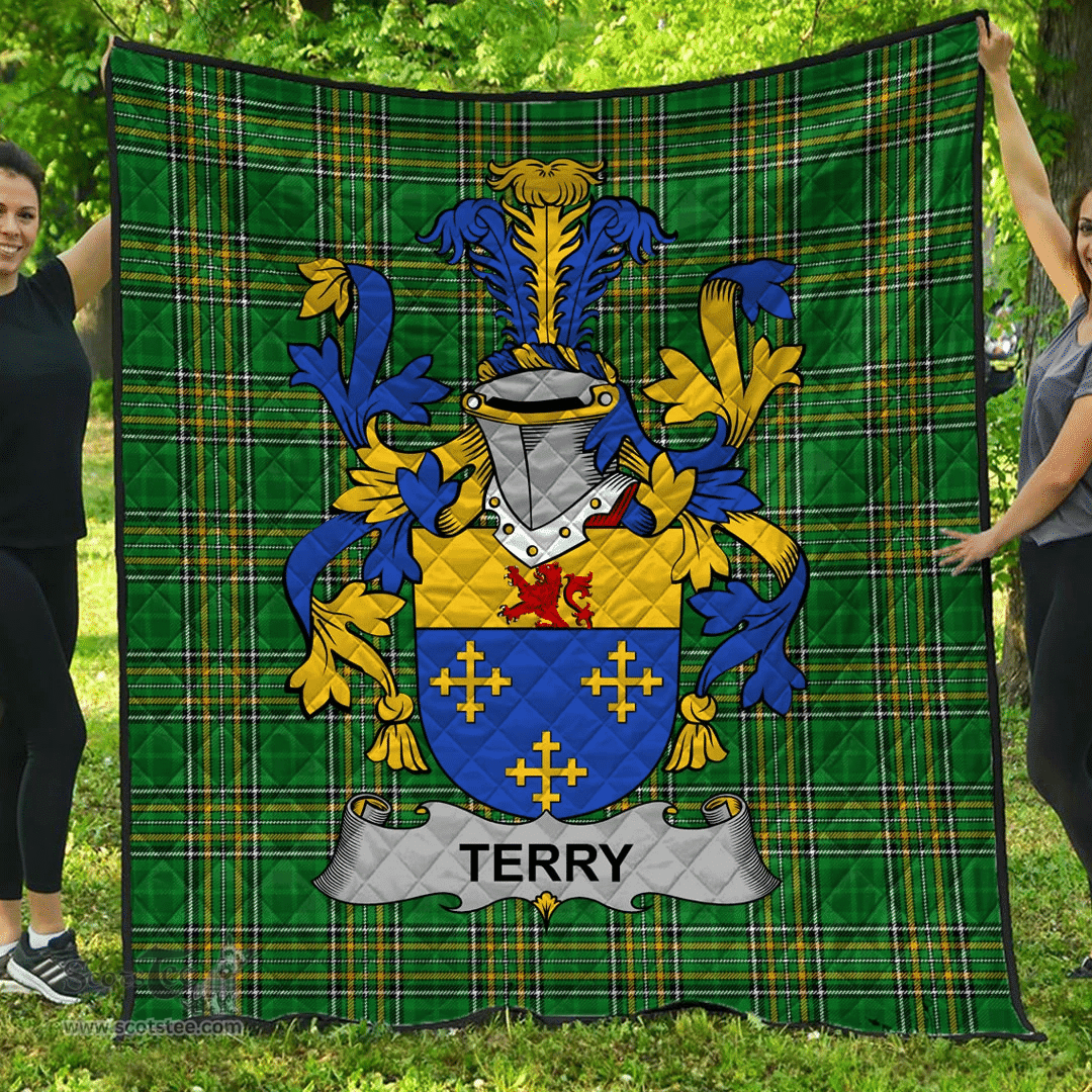 Scottish Terry Irish Coat of Arms Family Crest Quilt Irish National Tartan Irish County Quilts