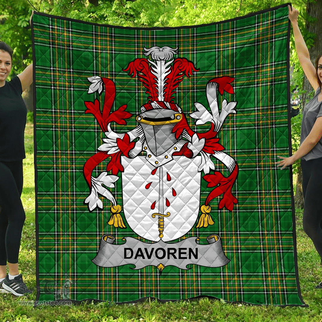 Scottish Davoren Or O'Davoren Irish Coat of Arms Family Crest Quilt Irish National Tartan Irish County Quilts