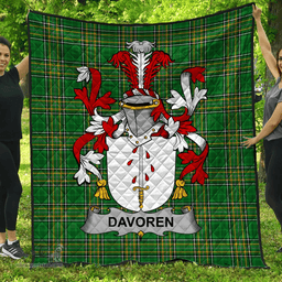 Scottish Davoren Or O'Davoren Irish Coat of Arms Family Crest Quilt Irish National Tartan Irish County Quilts
