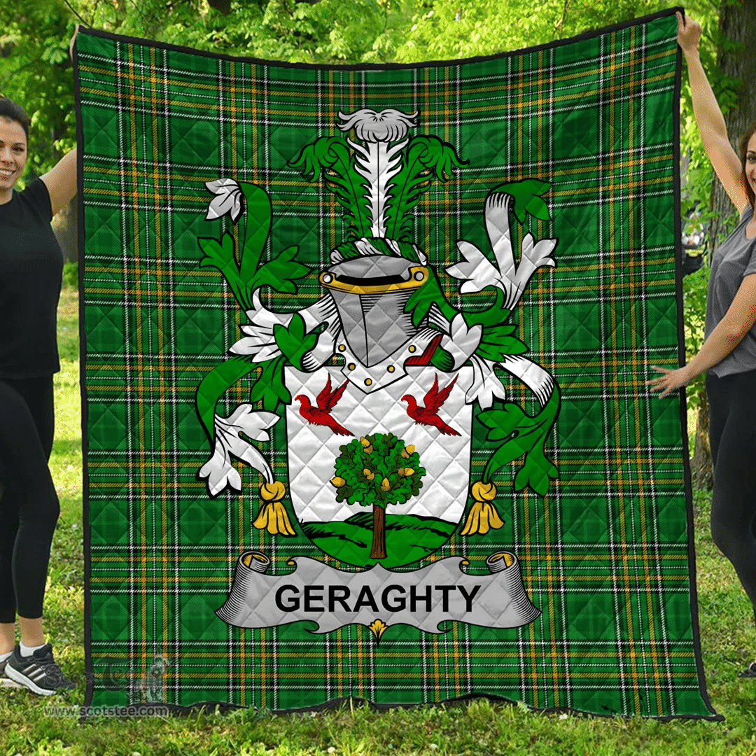 Scottish Geraghty Or Mcgarrity Irish Coat of Arms Family Crest Quilt Irish National Tartan Irish County Quilts