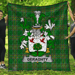 Scottish Geraghty Or Mcgarrity Irish Coat of Arms Family Crest Quilt Irish National Tartan Irish County Quilts