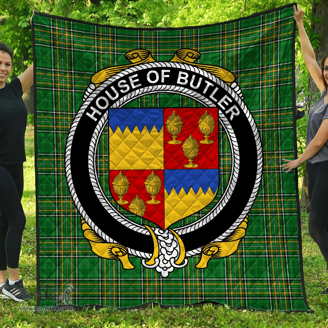 Scottish House Of Butler Irish Coat of Arms Family Crest Quilt Irish National Tartan Irish County Quilts