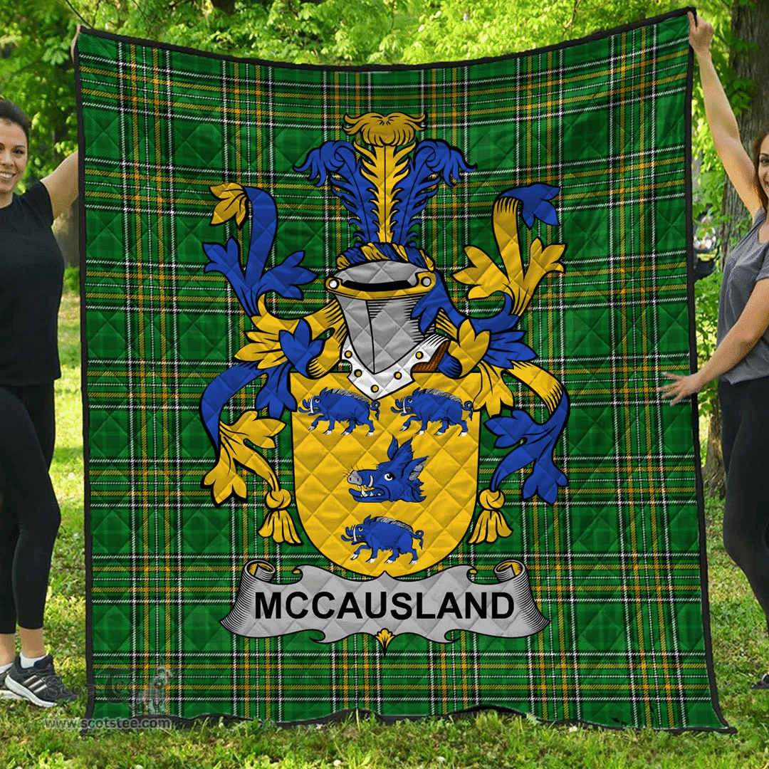 Scottish Mccausland Irish Coat of Arms Family Crest Quilt Irish National Tartan Irish County Quilts