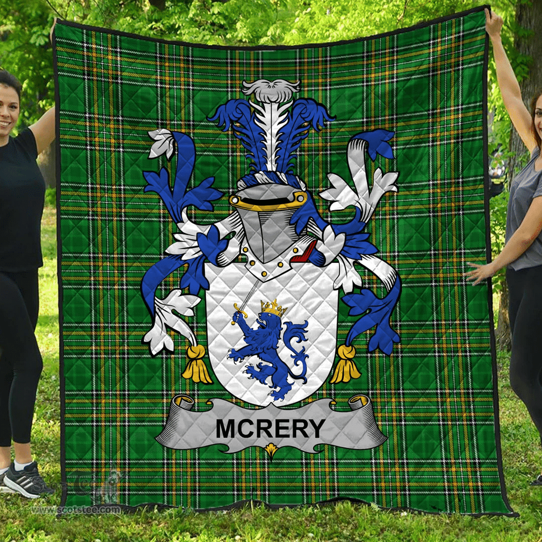 Scottish Mcrery Or Mccrery Irish Coat of Arms Family Crest Quilt Irish National Tartan Irish County Quilts