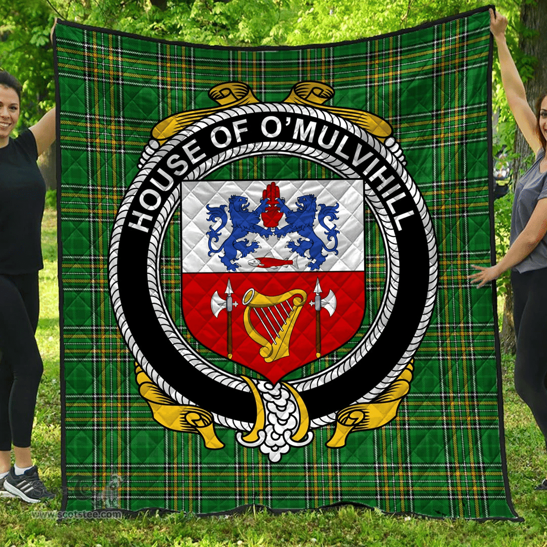 Scottish House Of O'Mulvihill Irish Coat of Arms Family Crest Quilt Irish National Tartan Irish County Quilts