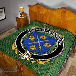 Scottish House Of O'Dinneen Irish Coat of Arms Family Crest Quilt Irish National Tartan Irish County Quilts