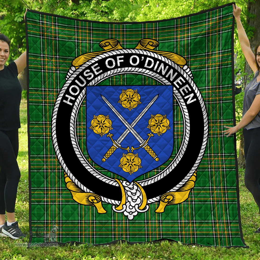 Scottish House Of O'Dinneen Irish Coat of Arms Family Crest Quilt Irish National Tartan Irish County Quilts