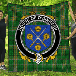 Scottish House Of O'Dinneen Irish Coat of Arms Family Crest Quilt Irish National Tartan Irish County Quilts