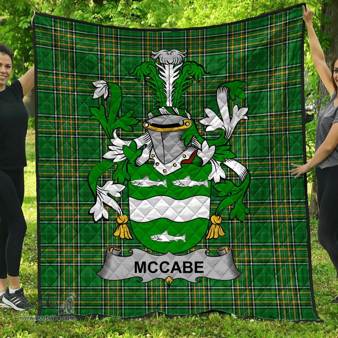 Scottish Mccabe Irish Coat of Arms Family Crest Quilt Irish National Tartan Irish County Quilts