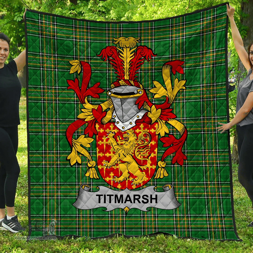 Scottish Titmarsh Irish Coat of Arms Family Crest Quilt Irish National Tartan Irish County Quilts