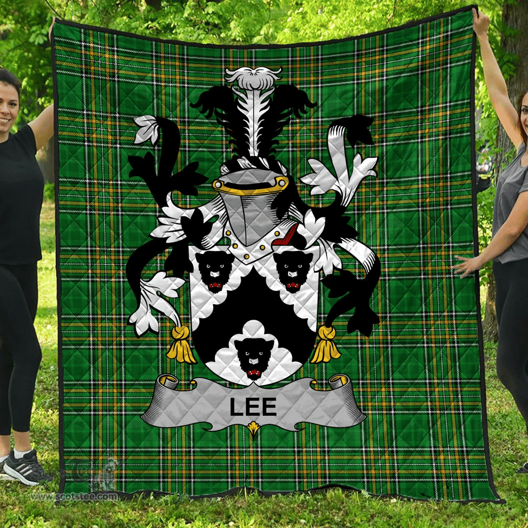 Scottish Lee Or O'Lee Irish Coat of Arms Family Crest Quilt Irish National Tartan Irish County Quilts