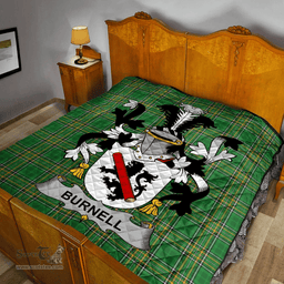 Scottish Burnell Irish Coat of Arms Family Crest Quilt Irish National Tartan Irish County Quilts