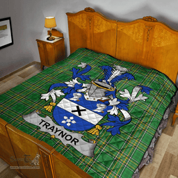 Scottish Traynor Or Trainer Irish Coat of Arms Family Crest Quilt Irish National Tartan Irish County Quilts