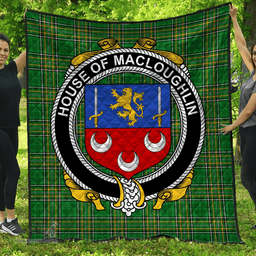 Scottish House Of Macloughlin (Tirconnell) Irish Coat of Arms Family Crest Quilt Irish National Tartan Irish County Quilts