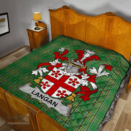Scottish Langan Or O'Longan Irish Coat of Arms Family Crest Quilt Irish National Tartan Irish County Quilts